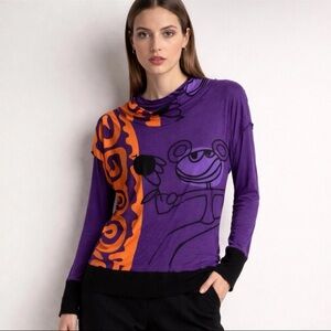 Paramita Art To Wear Statement Graphic Top Purple Orange Size XL Abstract Funky